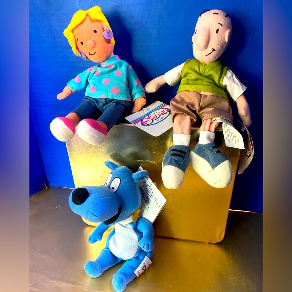 DISNEY STORE & DISNEY PARKS NWT VTG DOUG COMPLETE SET OF 3 BEAN BAG PLUSH 8”